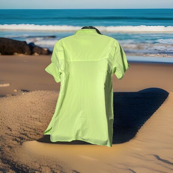 Gillz Flora-Bama Men's Button Up Shirt Fishing Short Sleeve Neon Green Size M - Picture 4 of 6